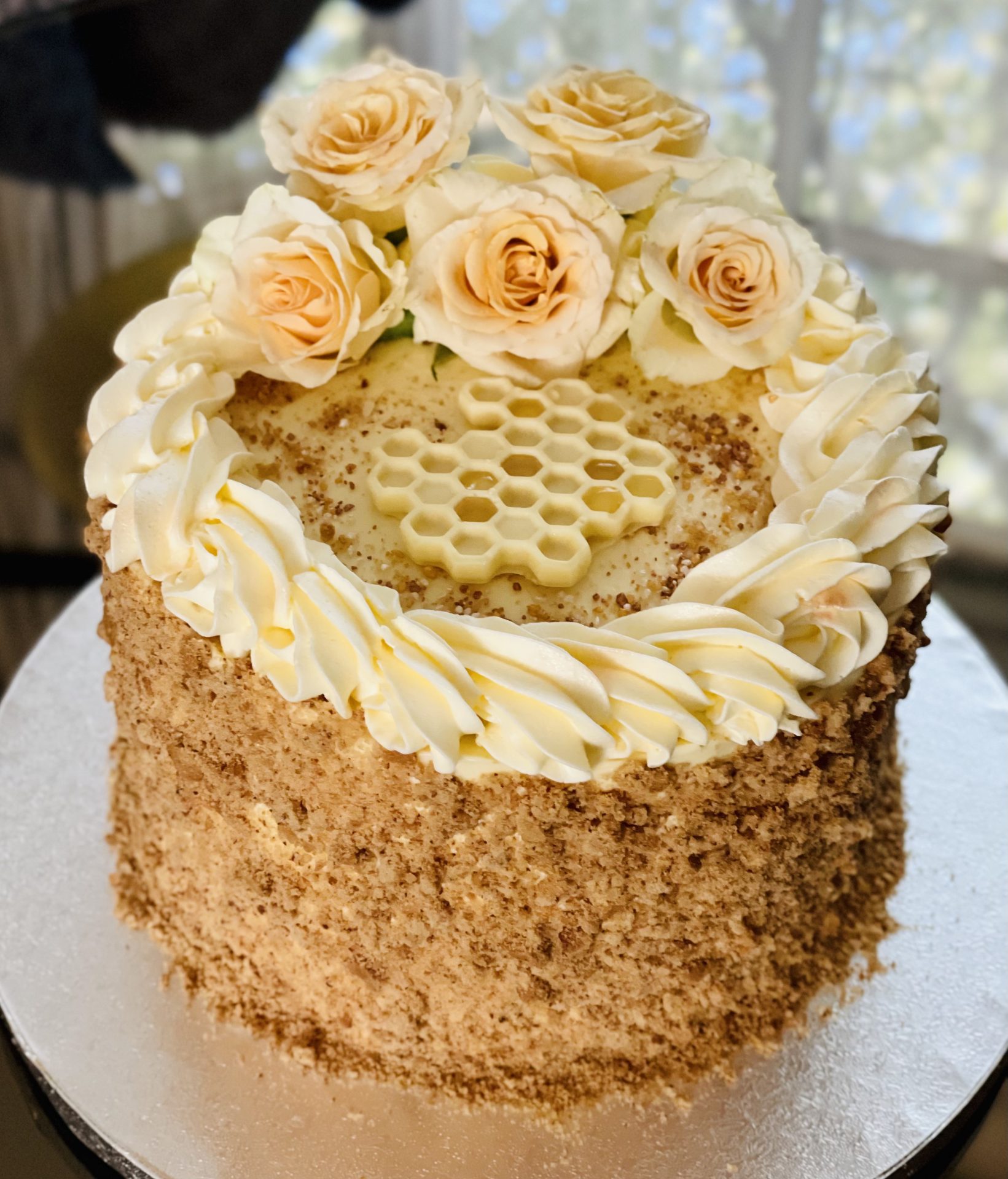 Eggless honey cake | bakery style honey cake - Traditionally Modern Food