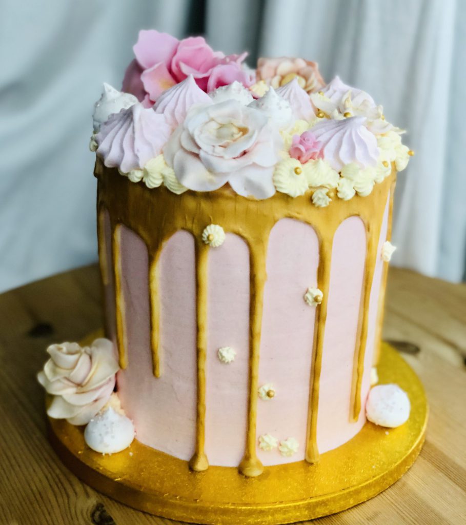 Pink & Gold Drip Cake – 6 inches | 7Marvels Cakes & Macarons